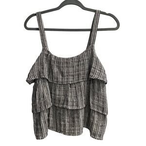 Very J tiered tank top size M black white striped festivals summer concerts